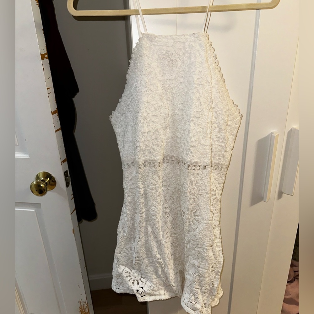 Open edit crocheted mini dress